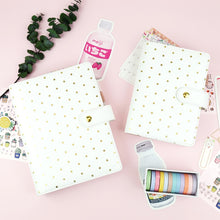 Load image into Gallery viewer, Jamie Notes Polka Foil Gold Binder Notebook