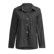 Load image into Gallery viewer, V-neck Striped Printing Long Sleeve Shirt Women