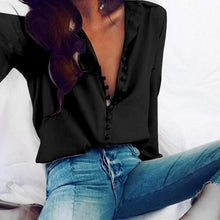 Load image into Gallery viewer, LOSSKY Fashion Casual Solid Color ladies office Tops Sexy Buttons