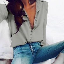 Load image into Gallery viewer, LOSSKY Fashion Casual Solid Color ladies office Tops Sexy Buttons