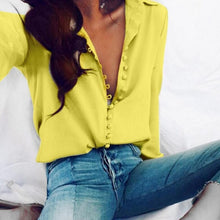 Load image into Gallery viewer, LOSSKY Fashion Casual Solid Color ladies office Tops Sexy Buttons